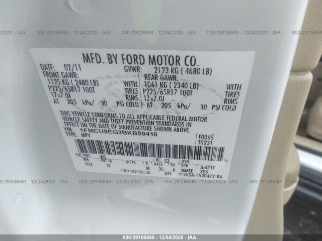 Photo 8 VIN: 1FMCU9EG3BKB59416 - FORD ESCAPE 