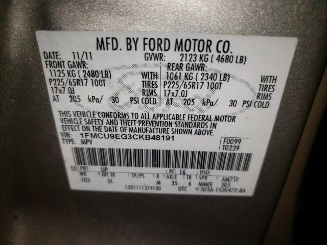 Photo 9 VIN: 1FMCU9EG3CKB48191 - FORD ESCAPE LIM 