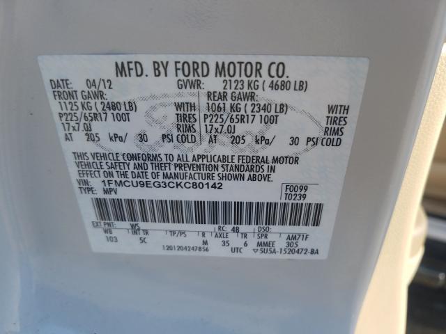 Photo 9 VIN: 1FMCU9EG3CKC80142 - FORD ESCAPE LIM 