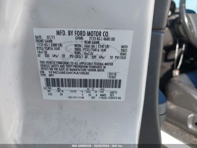 Photo 8 VIN: 1FMCU9EG4CKA15620 - FORD ESCAPE 