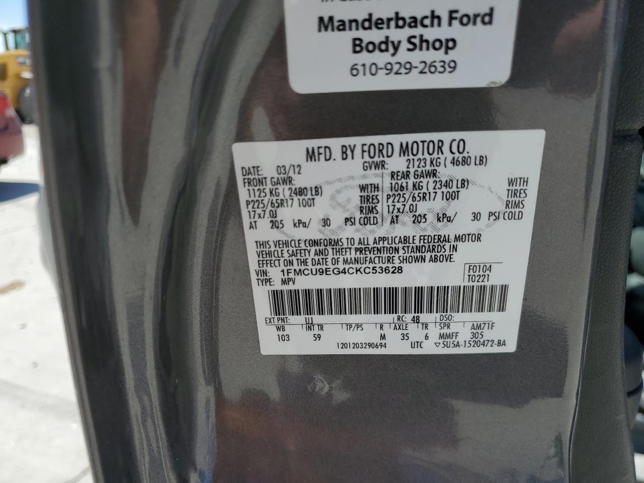 Photo 11 VIN: 1FMCU9EG4CKC53628 - FORD ESCAPE 