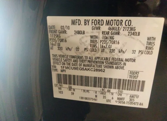 Photo 8 VIN: 1FMCU9EG5AKC28962 - FORD ESCAPE 