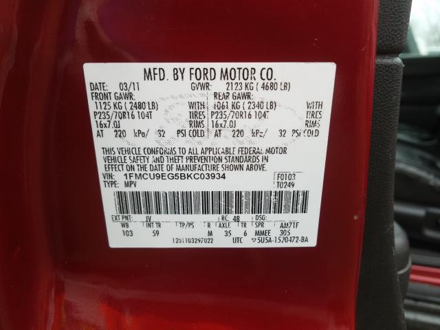 Photo 9 VIN: 1FMCU9EG5BKC03934 - FORD ESCAPE LIM 