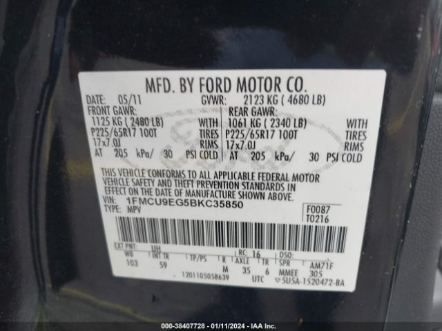 Photo 8 VIN: 1FMCU9EG5BKC35850 - FORD ESCAPE 