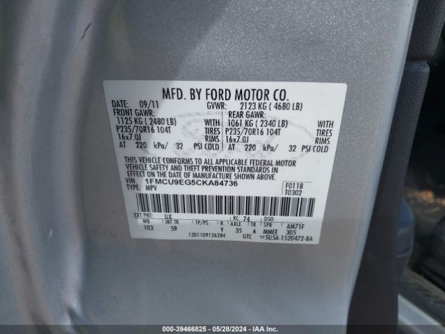 Photo 8 VIN: 1FMCU9EG5CKA84736 - FORD ESCAPE 