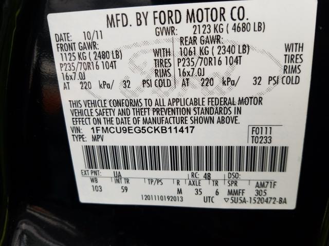 Photo 9 VIN: 1FMCU9EG5CKB11417 - FORD ESCAPE LIM 