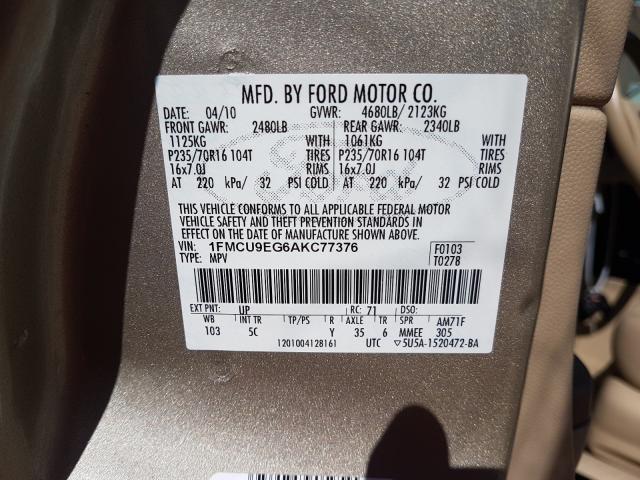 Photo 9 VIN: 1FMCU9EG6AKC77376 - FORD ESCAPE LIM 