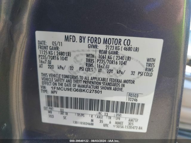 Photo 8 VIN: 1FMCU9EG6BKC27501 - FORD ESCAPE 