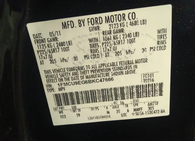 Photo 8 VIN: 1FMCU9EG6BKC47666 - FORD ESCAPE 