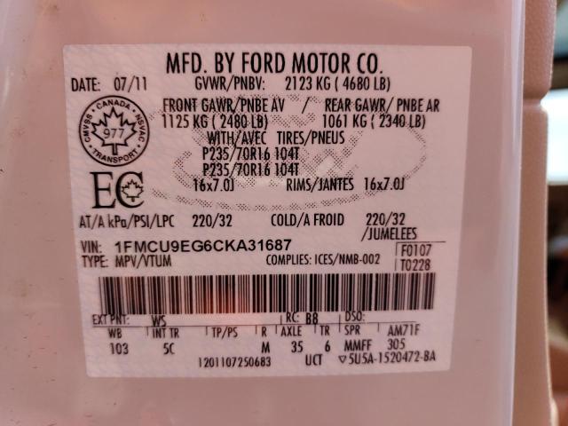 Photo 12 VIN: 1FMCU9EG6CKA31687 - FORD ESCAPE LIM 