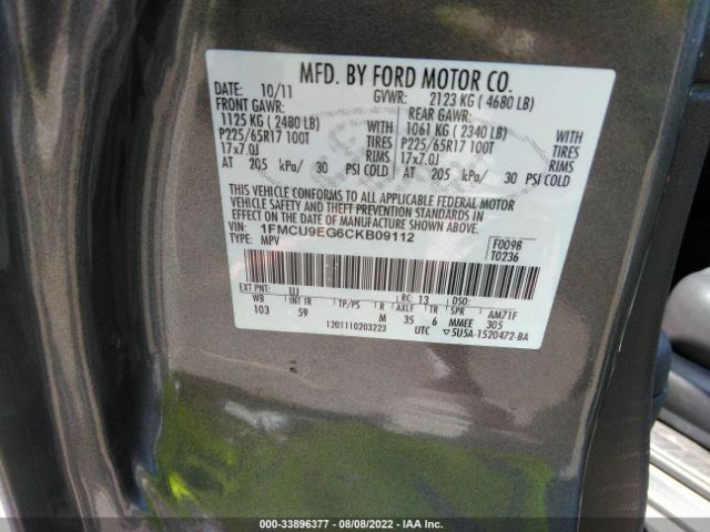 Photo 8 VIN: 1FMCU9EG6CKB09112 - FORD ESCAPE 