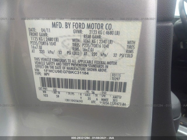 Photo 8 VIN: 1FMCU9EG7BKC31184 - FORD ESCAPE 