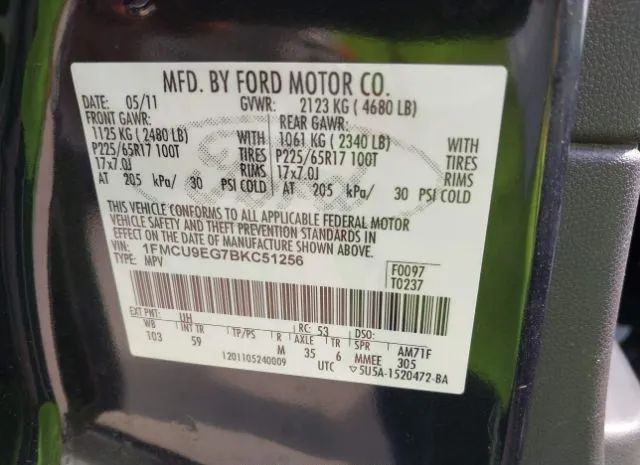 Photo 8 VIN: 1FMCU9EG7BKC51256 - FORD ESCAPE 