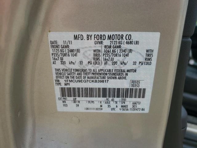 Photo 11 VIN: 1FMCU9EG7CKB39817 - FORD ESCAPE LIM 