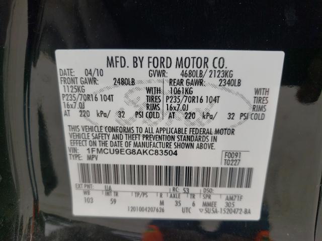 Photo 9 VIN: 1FMCU9EG8AKC83504 - FORD ESCAPE LIM 