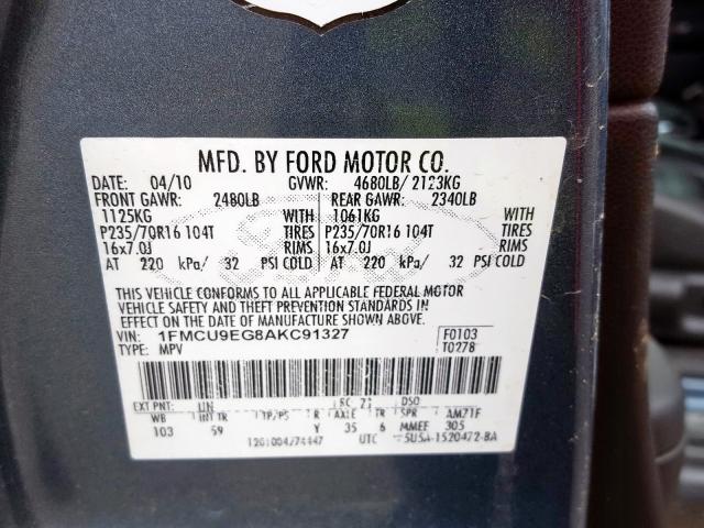 Photo 9 VIN: 1FMCU9EG8AKC91327 - FORD ESCAPE LIM 