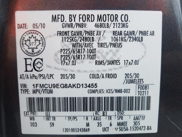 Photo 9 VIN: 1FMCU9EG8AKD13455 - FORD ESCAPE LIM 