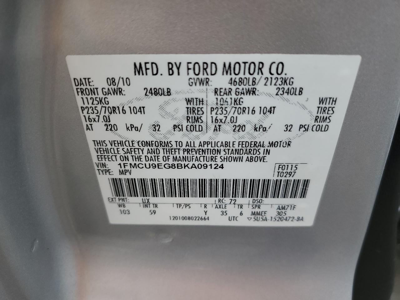 Photo 11 VIN: 1FMCU9EG8BKA09124 - FORD ESCAPE 