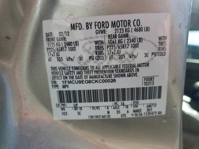 Photo 9 VIN: 1FMCU9EG8CKC00026 - FORD ESCAPE LIM 