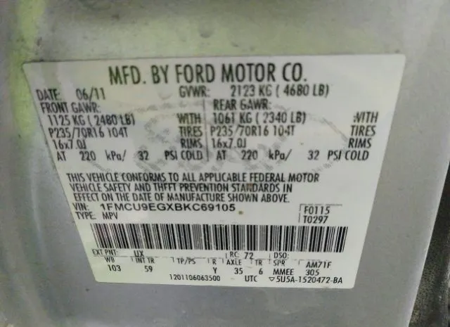 Photo 8 VIN: 1FMCU9EGXBKC69105 - FORD ESCAPE 