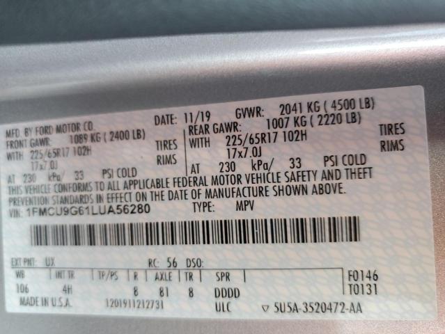 Photo 12 VIN: 1FMCU9G61LUA56280 - FORD ESCAPE SE 