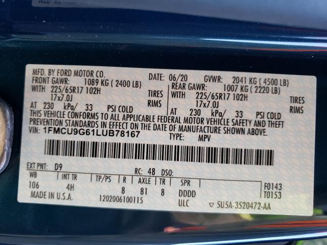 Photo 9 VIN: 1FMCU9G61LUB78167 - FORD ESCAPE SE 