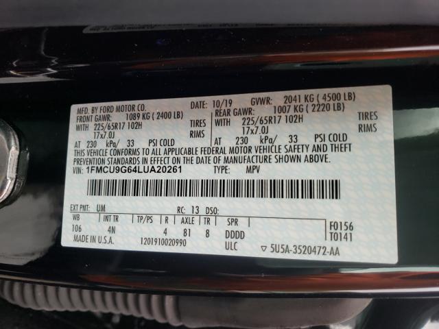 Photo 9 VIN: 1FMCU9G64LUA20261 - FORD ESCAPE SE 