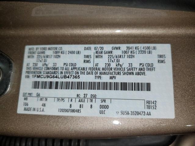 Photo 13 VIN: 1FMCU9G64LUB47365 - FORD ESCAPE 