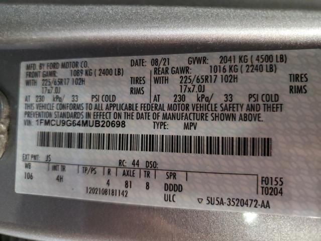 Photo 12 VIN: 1FMCU9G64MUB20698 - FORD ESCAPE 