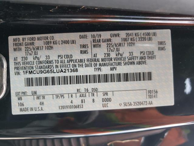 Photo 9 VIN: 1FMCU9G65LUA21368 - FORD ESCAPE SE 