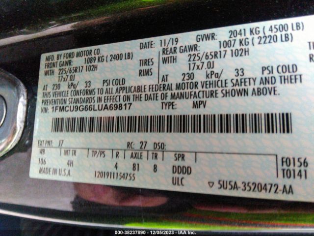 Photo 8 VIN: 1FMCU9G66LUA69817 - FORD ESCAPE 