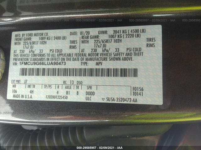 Photo 8 VIN: 1FMCU9G66LUA90473 - FORD ESCAPE 