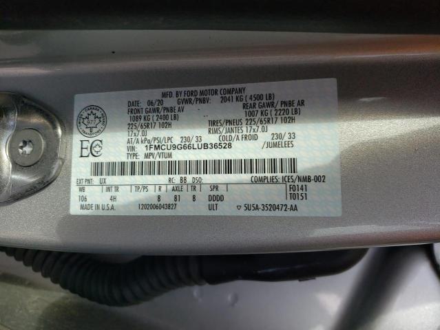 Photo 9 VIN: 1FMCU9G66LUB36528 - FORD ESCAPE SE 