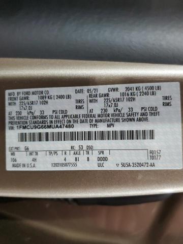 Photo 11 VIN: 1FMCU9G66MUA47480 - FORD ESCAPE 