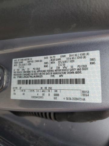 Photo 11 VIN: 1FMCU9G67NUA59025 - FORD ESCAPE SE 