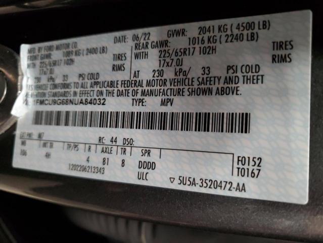 Photo 12 VIN: 1FMCU9G68NUA84032 - FORD ESCAPE SE 