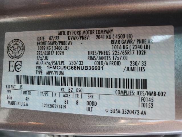 Photo 13 VIN: 1FMCU9G68NUB36601 - FORD ESCAPE 