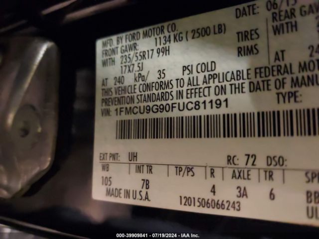 Photo 8 VIN: 1FMCU9G90FUC81191 - FORD ESCAPE 