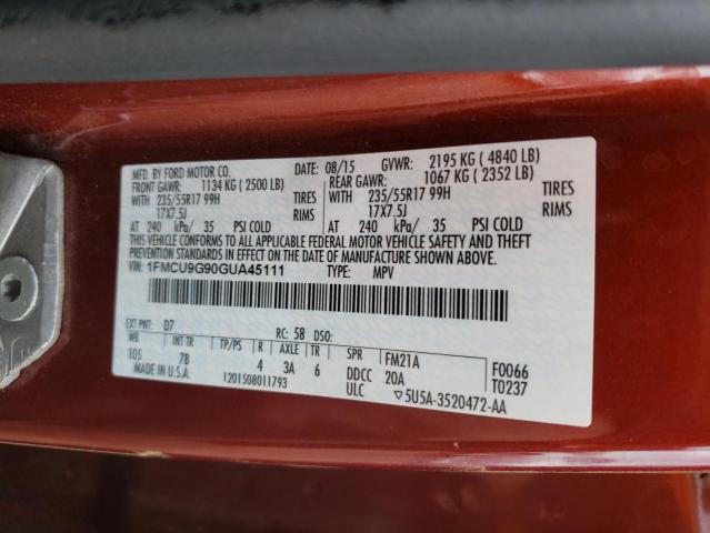 Photo 12 VIN: 1FMCU9G90GUA45111 - FORD ESCAPE SE 