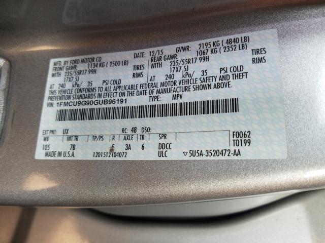 Photo 9 VIN: 1FMCU9G90GUB96191 - FORD ESCAPE SE 