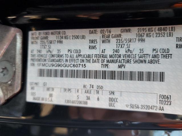 Photo 9 VIN: 1FMCU9G90GUC60715 - FORD ESCAPE SE 