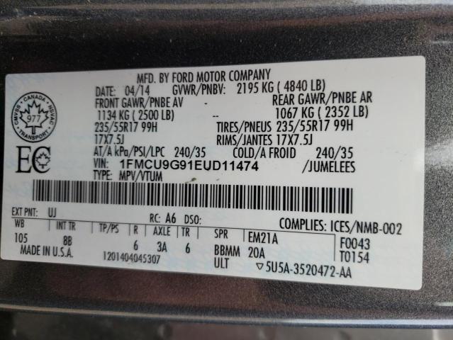 Photo 9 VIN: 1FMCU9G91EUD11474 - FORD ESCAPE SE 