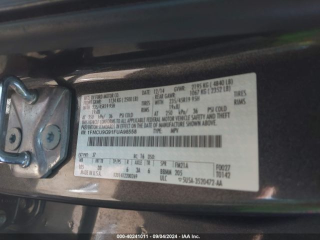 Photo 8 VIN: 1FMCU9G91FUA98558 - FORD ESCAPE 