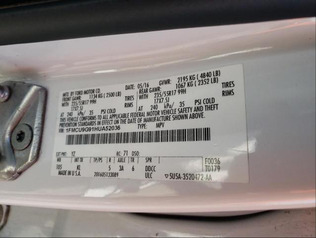 Photo 9 VIN: 1FMCU9G91HUA52036 - FORD ESCAPE SE 