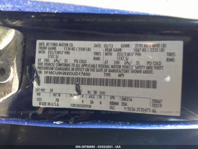 Photo 8 VIN: 1FMCU9G92DUD17850 - FORD ESCAPE 