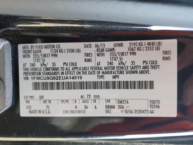 Photo 9 VIN: 1FMCU9G92EUA14519 - FORD ESCAPE SE 