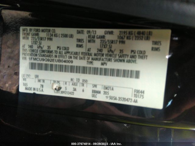 Photo 8 VIN: 1FMCU9G92EUB04009 - FORD ESCAPE 