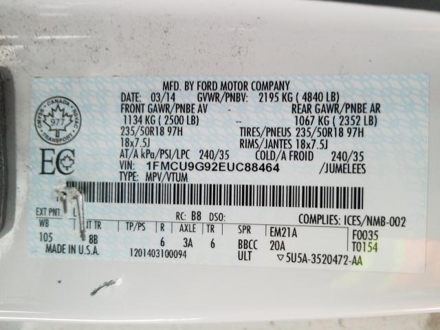 Photo 9 VIN: 1FMCU9G92EUC88464 - FORD ESCAPE SE 