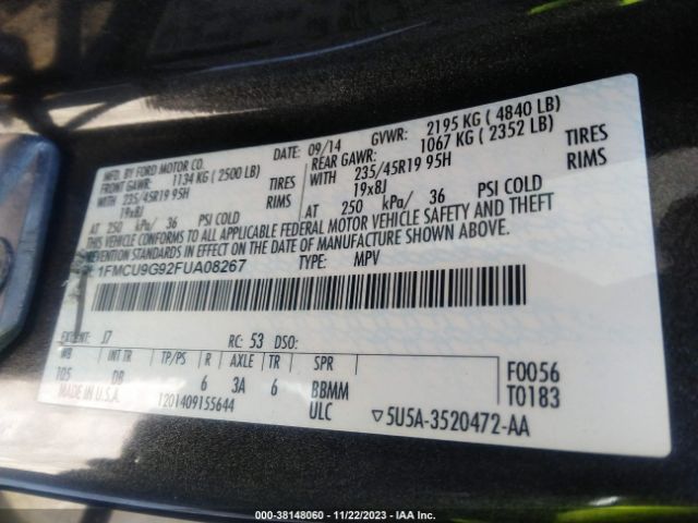 Photo 8 VIN: 1FMCU9G92FUA08267 - FORD ESCAPE 