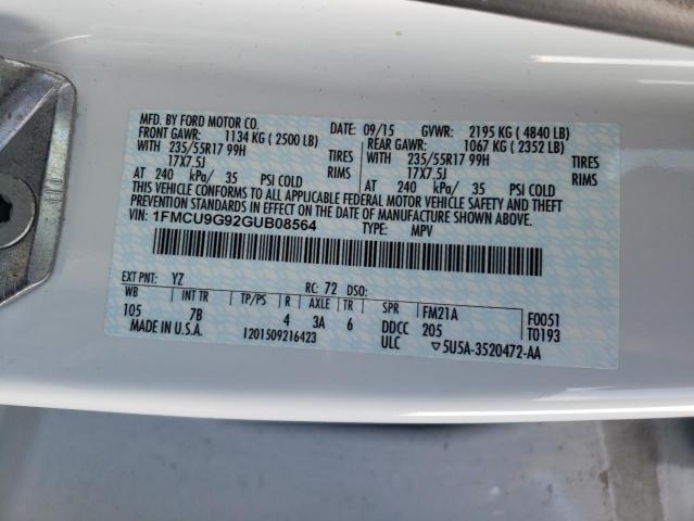 Photo 12 VIN: 1FMCU9G92GUB08564 - FORD ESCAPE SE 